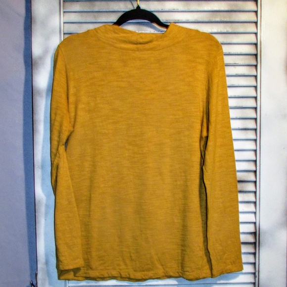 Neon Buddha Lg mustard yellow roll collar top - Picture 2 of 8